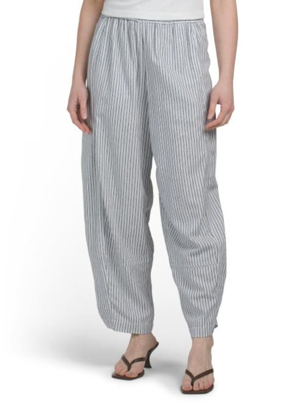 MAX STUDIO LONDON Linen Blend Elastic Waist Wide Leg Pants - Picture 4 of 4
